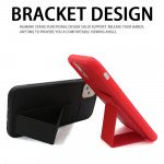 Wholesale iPhone 11 6.1 PU Leather Hand Grip Kickstand Case (Red)